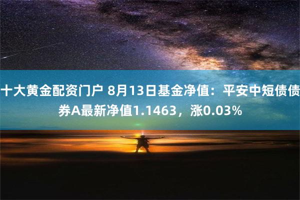 十大黄金配资门户 8月13日基金净值：平安中短债债券A最新净值1.1463，涨0.03%