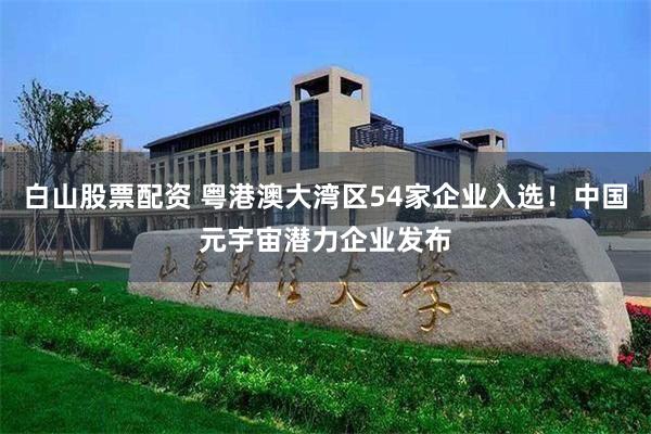 白山股票配资 粤港澳大湾区54家企业入选！中国元宇宙潜力企业发布