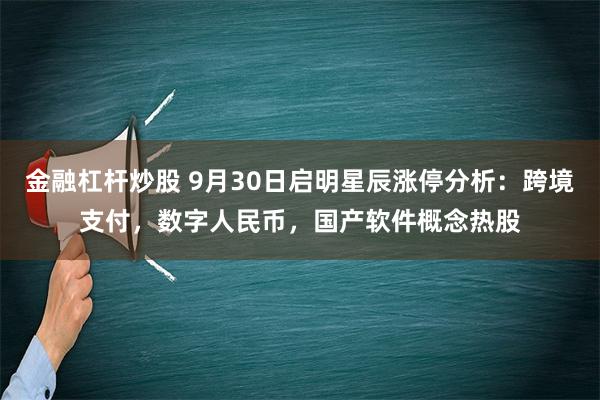 金融杠杆炒股 9月30日启明星辰涨停分析：跨境支付，数字人民币，国产软件概念热股